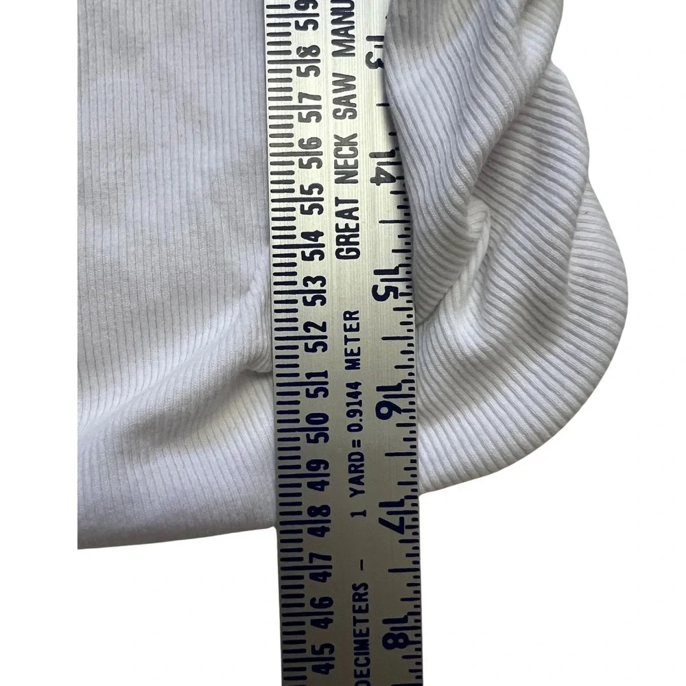 ZARA White Puff Sleeve‎ Top L | Ribbed Square Neck Blouse Romantic Cottagecore